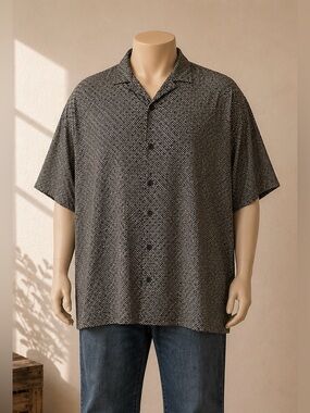 Johnny Bigg 5XL Men’s Ecovero Viscose Geometric Button Down Shirt